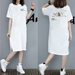Summer Japanese Cute Cartoon Simple Cat Fashion Printed Women's Large Size Loose Short-sleeved Dress_ecoleips.com