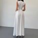 Verve Elegant Round Neck Sleeveless Waist-Cinching Color-Block Fashion Evening Gown Women's Long Dress_ecoleips.com