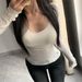 Women's Korean Style V Neck off Shoulder Long Sleeve T-Shirt Slim Fit High Elasticity Spring Summer Innerwear Alluring Face Mask Top_ecoleips.com