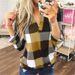 Women's Clothing Plaid Shirts Printed V Neck Long Sleeved Tops Shirts_ecoleips.com