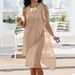 Elegant Chiffon A-Line Dress With Asymmetric Hem, Sleeveless Midi Dress For Women Universally Flattering A-Line Cut_ecoleips.com