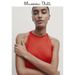 MassimoDuti Women's 2025 Spring Red Slim-Fit Side-Slit Sleeveless Linen Dress_ecoleips.com