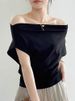 Korean Elegant Summer Off Shoulder Top Women One Shoulder Loose Casual Short Sleeve T Shirt Fashion Basic Blouse Lady Spring Sum_ecoleips.com