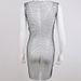 Women Glamorous Party Dress Featuring Sheer Mesh Fabric, Shining Rhinestone Embellishment And Classic Crew Neckline_ecoleips.com