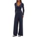 Women's Clothing Women's Casual 2 Piece Set Cross Border Solid Color V Neck Long Sleeve Wide Leg Pants Sporty Matching Outfit_ecoleips.com