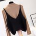 Knitted Camisole Layered With Mink Fur, Warm Spring And Autumn Coat, Sleeveless Vest For Women, V-neck Short Top,_ecoleips.com