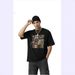 Youthful Casual Printed Short-sleeve European And American Loose-fitting Hong Kong Style 100% Cotton Vintage Top_ecoleips.com