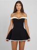 Mozision Off-shoulder Strapless Sexy Mini Dress Women Fashion Patchwork Sleeveless Backless High Waist A-line Club Party Dress_ecoleips.com