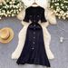 YuooMuoo Brand Fashion Vintage Knitted Long Dress Spring Summer Women Elegant V-neck Ruffled Bodycon Sweater Dress Party Vestido_ecoleips.com