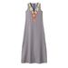 2024 Women's New Casual Bohemian Sexy Sleeveless Deep V-Neck Side Split Dress_ecoleips.com