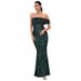 Spring New Elegant Off-Shoulder Green Sequined Mermaid Evening Gown For Women Banquet Dress_ecoleips.com