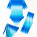 Women's Clothing Gradient Color Swimsuit Set With Sleeve Short Pants Skirt Style Cover Up Three Piece Swimsuit_ecoleips.com
