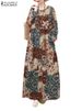 ZANZEA Women O Neck Robes Vintage Holiday Casual Loose Paisley Printed Long Vestidos Long Sleeve Autumn 2024 Cotton Maxi Dress_ecoleips.com
