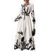 Autumn And Winter Printed Fashionable And Elegant, Waist-Cinching And Slimming Long-Sleeved Dress, Long Skirt_ecoleips.com