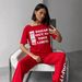 New Casual European And American Style Suit Women's Fashion Printed Short-sleeved T-shirt Sports Lace-up Pants 2-piece Set_ecoleips.com