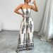 Women's Clothing Spring And Summer Printed Jumpsuit Wide Leg Slim Fitting Lace Up Jumpsuit_ecoleips.com