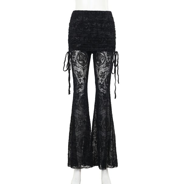 CF24374 Autumn New Dark Style Elegant Sexy Hot Girl Versatile Cross Velvet Skirt Pants For Women_ecoleips.com