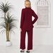 Modest Evening Dress Two Piece Set For Women Collared Top Loose Wide Leg Pants Popular Fashion_ecoleips.com