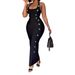 Women's Button-fit Lace-up High-waisted Sexy Long Skirt Dress_ecoleips.com
