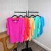 European And American Summer Multi-color V-neck Ribbed T-shirt, Casual Loose Short-sleeve Top For Petite Women,_ecoleips.com