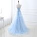 Blue Tube Top Evening Dress Student Art Exam Performance Graduation Dance Party Temperament Annual Dinner Host Dress_ecoleips.com