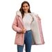 Women's Long Hooded Faux Fur Trim Parka Coat With Belt - Warm Fleece Lined Winter Jacket For Cold Weather (Pink, Black)_ecoleips.com