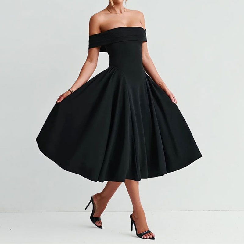 Elegant Off-Shoulder Dress | Solid Color Bodycon Dress For Women | Sexy & Chic Spring Outfit_ecoleips.com