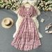 Women's Clothing Beach Vacation Dress Sexy V Neck Waist Slimming Long Chiffon Floral Beach Dress_ecoleips.com