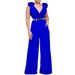V-Neck Wide Leg Jumpsuit - Sexy High Collar & Sleeveless Design (European & American Style, Solid Color, Comfortable & Chic)_ecoleips.com