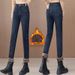 2026 Fall/Winter New Style Fleece-Lined Warm Slim-Fit Pants High-Waisted Slimming Thick Stretchy Versatile Women's Denim_ecoleips.com