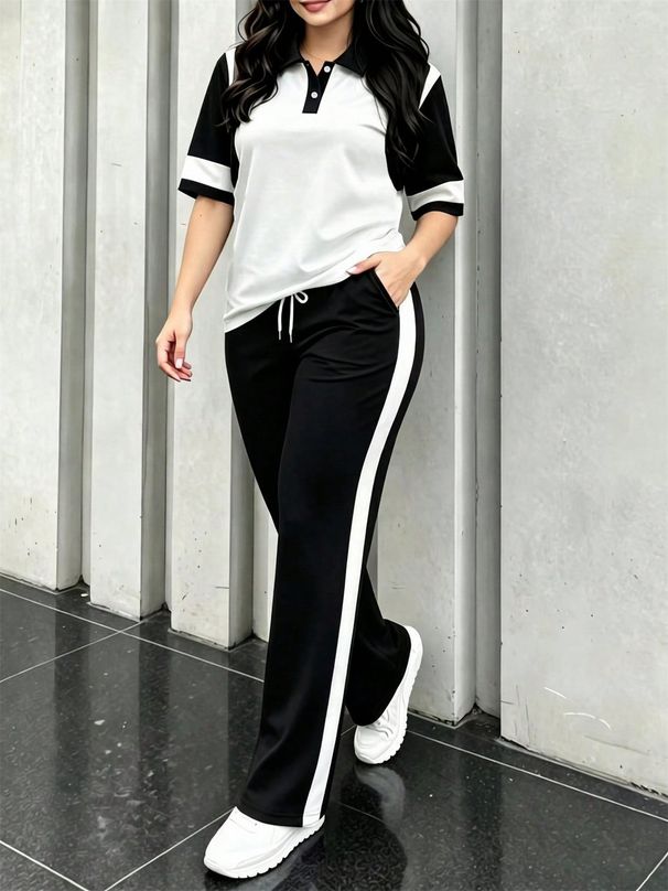 Women's Spring/Summer Short Sleeve Two Piece Set Fashion Trendy Casual Spot Goods_ecoleips.com