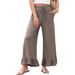 Women's Clothing Solid Color Casual Pants High Waist Waist Pleated Hem Loose Women_ecoleips.com