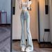 American Retro Light-colored Flared Jeans For Women, 2025 Autumn And Winter New Style, High-waisted, Hip-lifting,_ecoleips.com