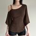 1*1 Customizable European And American Women's Clothing, Minimalist Beaded Element, Off-shoulder Batwing Sleeve Top,_ecoleips.com