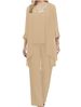Women's Clothing Fashion Casual Suits Plus Size Elegant Lace Stitching Slim Chiffon Straight Pants Three Piece Suit_ecoleips.com