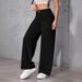 Women's High Waist Wide Leg Jeans - Vintage Washed Black Straight Loose Fit Trousers, Slimming Staple For Casual & Streetwear_ecoleips.com