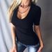 Large Stock Available 2024 European And American Sexy Solid Color Deep V-neck Short-sleeve T-shirt For Women, Base_ecoleips.com