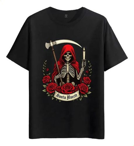 Women's T-Shirts Tshirt Muscle Freaks Santa Muerte Loose Gothic Style Y_ecoleips.com