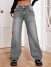 Cross-Border European And American Hot-Selling Fashion Straight-Leg Women's High-Waisted Washed Jeans_ecoleips.com
