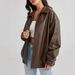 K Leather Jacket Motorcycle Style Top Silhouette, Lapel, Elastic Hem, Zipper, PU Leather Jacket Jacket_ecoleips.com