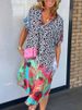 Summer Fashion Women's Loose Dress Half Open Collar Printed Trade Clothing_ecoleips.com