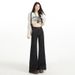 6313#American-style Denim Flared Jeans For Women, Dark Blue, Non-tight-fitting, Casual Straight-leg Bell-bottom Pants_ecoleips.com