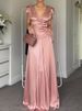 Ladies Elegant Ruffle Edge Backless Holiday Dress Casual Solid Color Party Long Dress 2026 New Spring Summer V-neck Satin Dress_ecoleips.com