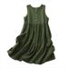 2026 New Women's Cotton Linen Sleeveless Dress Casual V Neck Button Down Loose Midi Dresses For Summer Women's Casual Dresses_ecoleips.com