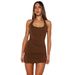 Cross-border European And American U-neck Halter Neck Y2K 2025 New Women's Fashion Solid Color Backless Sexy Dress_ecoleips.com
