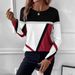 2025 European And American Fashion New Pullover Round-neck Color-block Geometric Print Top Women's_ecoleips.com
