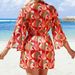 Lightweight Watermelon Red Beach Cardigan, Wrap Design For Sun Protection & Poolside Glamour"_ecoleips.com