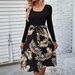 2025 Cross-Border Independent Station Autumn/Winter European And American Fashion Women's Floral Long-Sleeve Black Dress_ecoleips.com