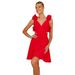 Fashion Export Women's Clothing European And American Cross-Border Summer Solid Color V-Neck High Waist Dress_ecoleips.com