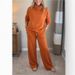 Autumn Winter Women's Two Piece Set High Neck Solid Color Sweatshirt Casual Elegant Commuter Outfit Style_ecoleips.com